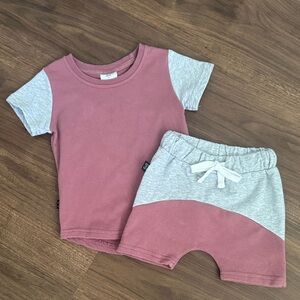 Olive + Scout Pink (Mauve)  and Gray Toddler Outfit